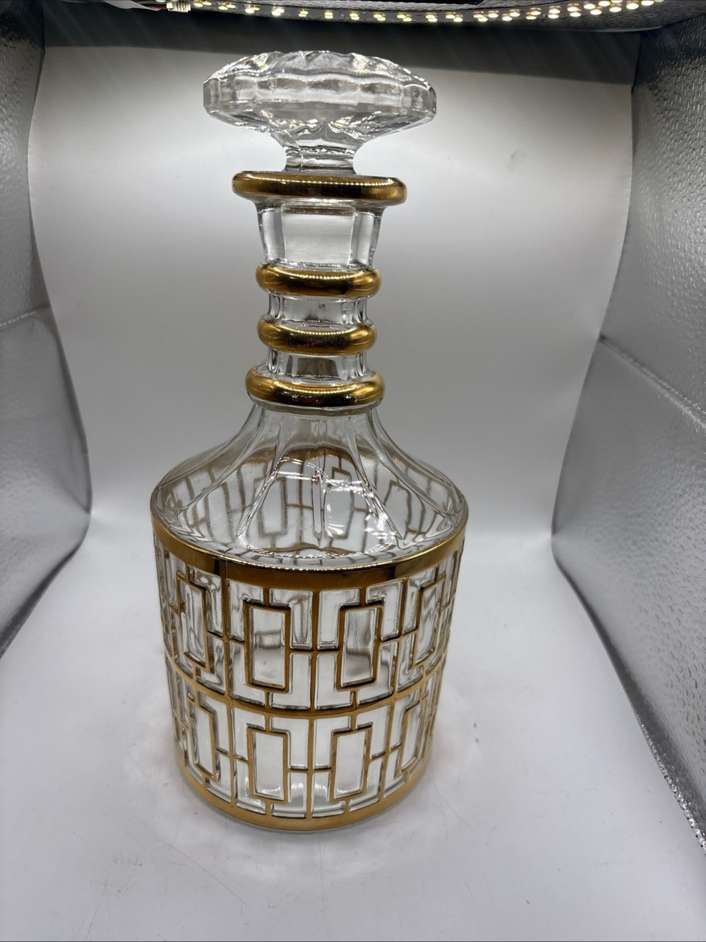 1960s Imperial Glass Co. Shoji Decanter 22-Karat Gold MCM Vintage Barware